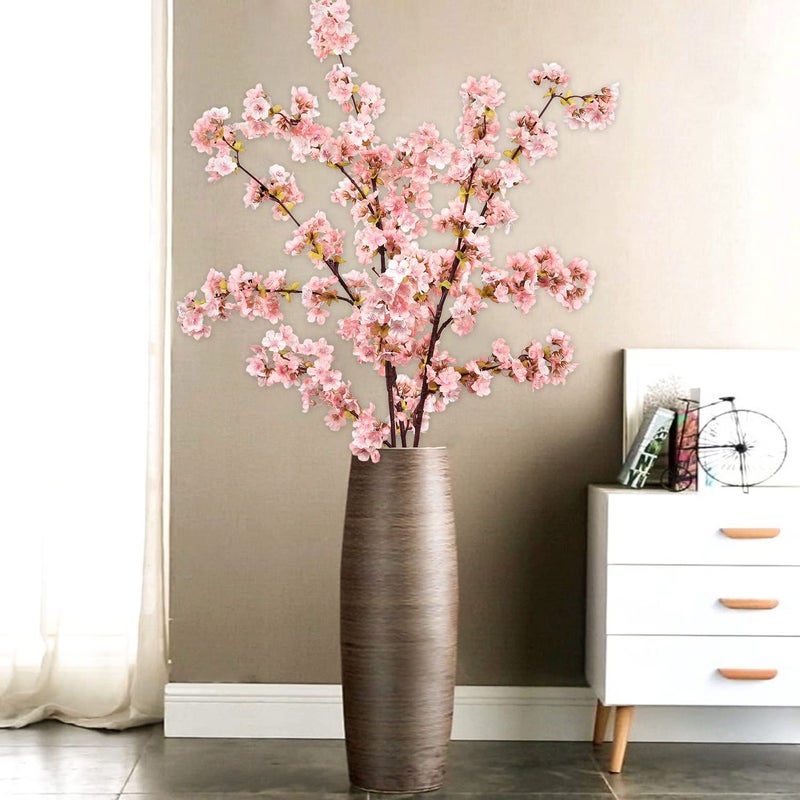 Sunm Boutique Silk Cherry Blossom Branches, Artificial Cherry Blossom Tree Stems Faux Cherry Flowers Vase Arrangements for Wedding Home Decor, Pink Cherry Blossom, Set of 3 - Image 5